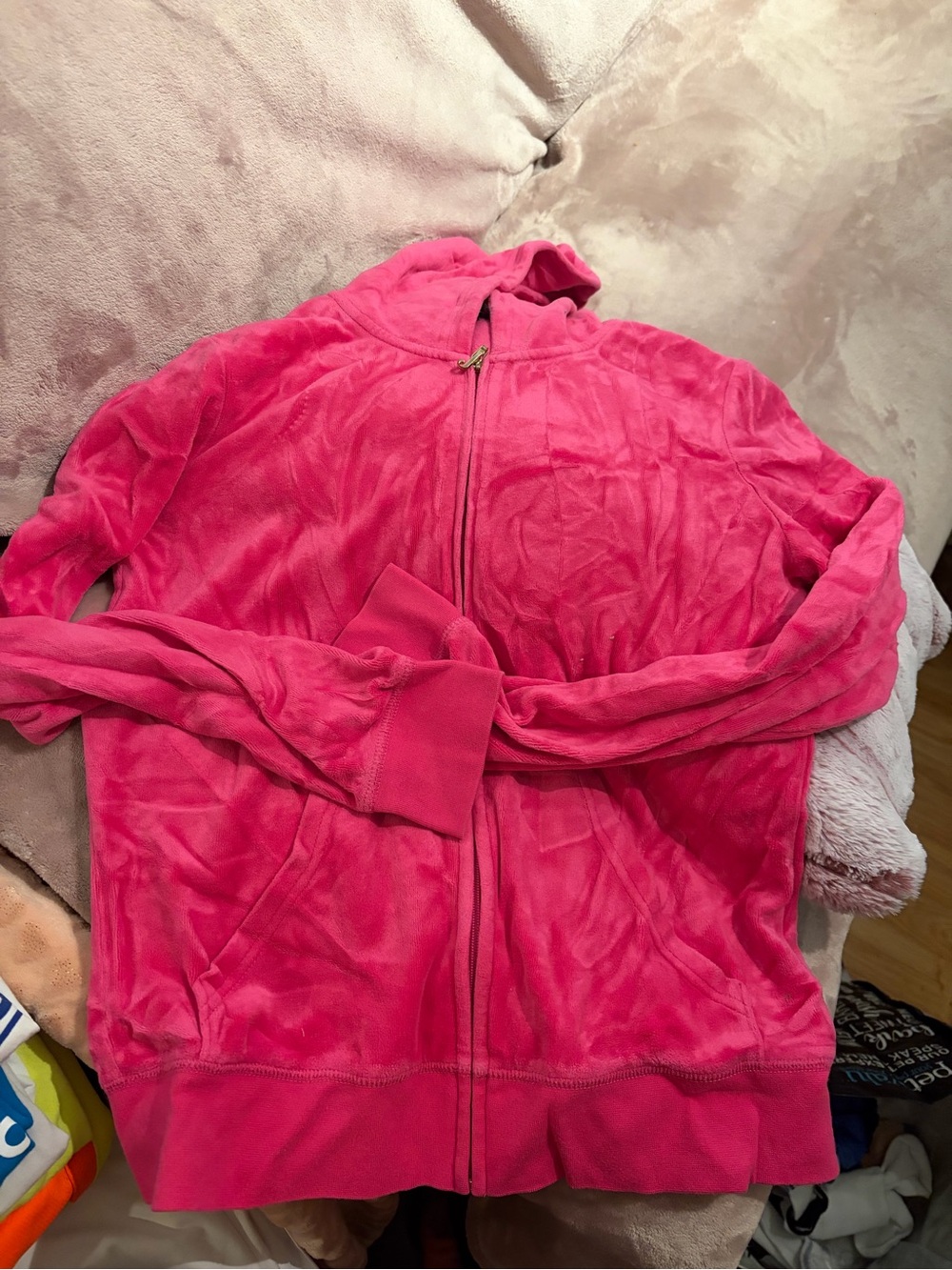 Juicy Couture Hot Pink Velour Zip-Up Hoodie